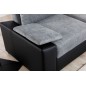 Canapé d'angle convertible, en tissu gris et simili noir, angle droit (vu de face) - LUCAS, 4 places
