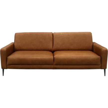 Canapé 3 places en 100% TOUT cuir italien de prestige, SPIRIT, marron cognac