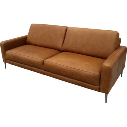 Canapé 3 places en 100% TOUT cuir italien de prestige, SPIRIT, marron cognac