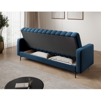 Canapé 3 places convertible velours luxe bleu foncé