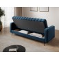 Canapé 3 places convertible velours luxe bleu foncé, coffre, RONSARD Canapé 3 places convertible velours luxe bleu foncé, coffre, RONSARD