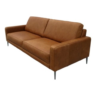 Canapé 3 places en 100% TOUT cuir italien de prestige, SPIRIT, marron cognac