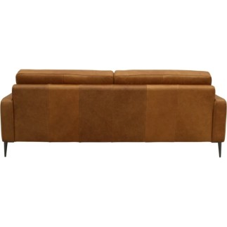 Canapé 3 places en 100% TOUT cuir italien de prestige, SPIRIT, marron cognac