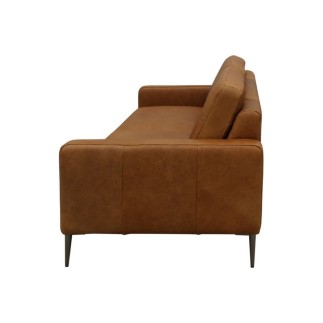 Canapé 2 places en 100% TOUT cuir italien de prestige, SPIRIT, marron cognac