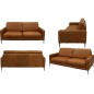 Canapé 2 places en 100% TOUT cuir italien de prestige, SPIRIT, marron cognac