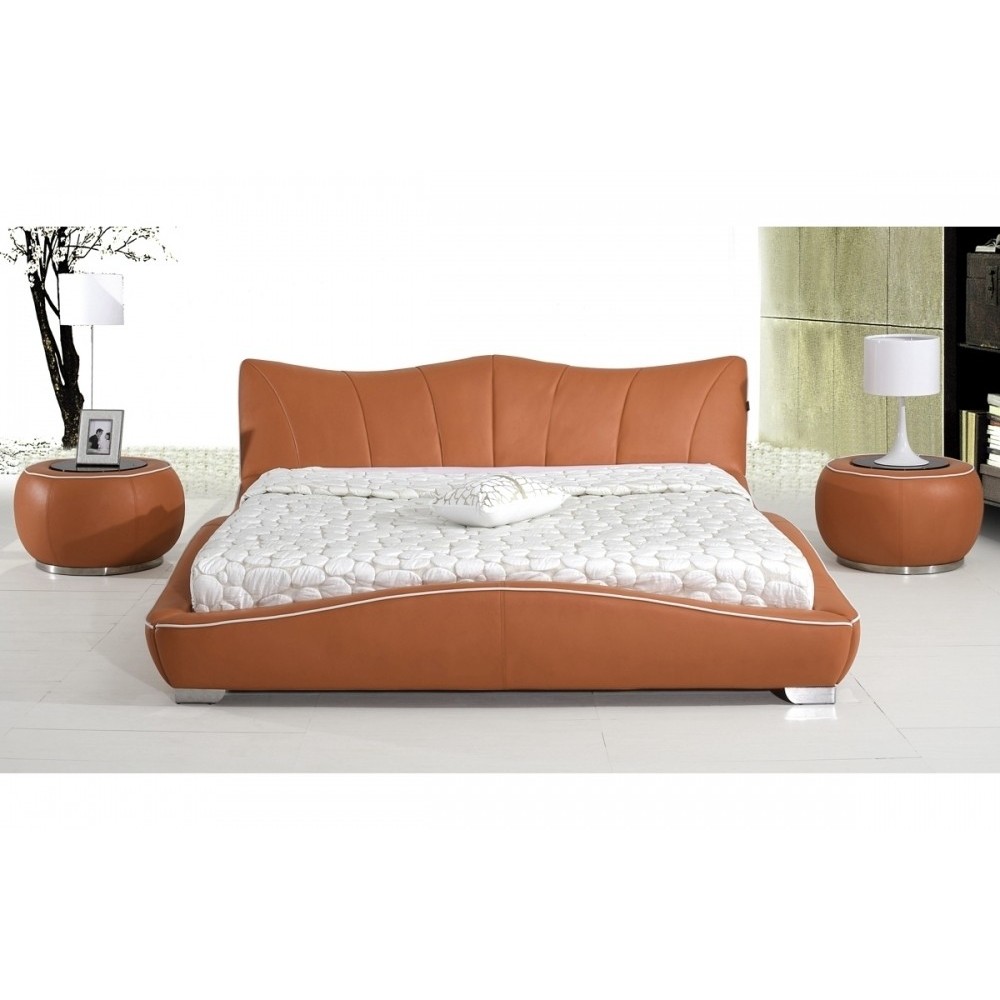 Lit en cuir italien de luxe LUXEN, marron, 180x200