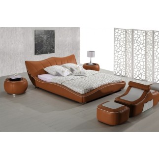 Lit en cuir italien de luxe LUXEN, marron