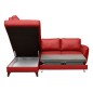 - Canapé d'angle convertible en cuir italien de luxe 5 places FIGARI avec coffre, rouge, angle gauche (vu de face)