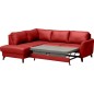 - Canapé d'angle convertible en cuir italien de luxe 5 places FIGARI avec coffre, rouge, angle gauche (vu de face)