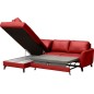 - Canapé d'angle convertible en cuir italien de luxe 5 places FIGARI avec coffre, rouge, angle gauche (vu de face)