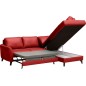 Canapé d'angle convertible en cuir italien de luxe 5 places - FIGARI- avec coffre, rouge, angle droit (vu de face)
