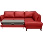 Canapé d'angle convertible en cuir italien de luxe 5 places - FIGARI- avec coffre, rouge, angle droit (vu de face)