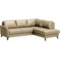 Canapé d'angle convertible en cuir italien de luxe 5 places FIGARI avec coffre, beige, angle droit (vu de face)