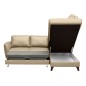 Canapé d'angle convertible en cuir italien de luxe 5 places FIGARI avec coffre, beige, angle droit (vu de face)