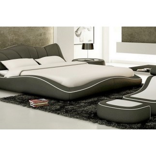 Lit en cuir italien de luxe LUXEN, gris foncé, 180x200