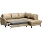 Canapé d'angle convertible en cuir italien de luxe 5 places FIGARI avec coffre, beige, angle droit (vu de face)