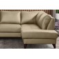 Canapé d'angle convertible en cuir italien de luxe 5 places FIGARI avec coffre, beige, angle droit (vu de face)