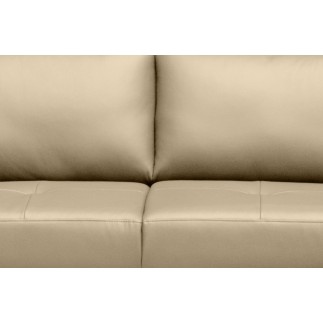 Canapé d'angle convertible en cuir italien de luxe 5 places FIGARI avec coffre, beige, angle droit (vu de face)