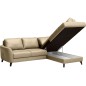 Canapé d'angle convertible en cuir italien de luxe 5 places FIGARI avec coffre, beige, angle droit (vu de face)