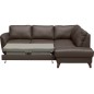 Canapé d'angle convertible en cuir italien de luxe 5 places FIGARI avec coffre, chocolat, angle droit (vu de face)