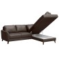 Canapé d'angle convertible en cuir italien de luxe 5 places FIGARI avec coffre, chocolat, angle droit (vu de face)