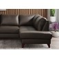 Canapé d'angle convertible en cuir italien de luxe 5 places FIGARI avec coffre, chocolat, angle droit (vu de face)