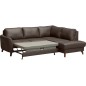 Canapé d'angle convertible en cuir italien de luxe 5 places FIGARI avec coffre, chocolat, angle droit (vu de face)