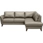Canapé d'angle convertible en cuir italien de luxe 5 places FIGARI avec coffre, taupe, angle droit (vu de face)