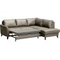 Canapé d'angle convertible en cuir italien de luxe 5 places FIGARI avec coffre, taupe, angle droit (vu de face)