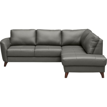 Canapé d'angle convertible en cuir italien de luxe 5 places FIGARI avec coffre, gris foncé, angle droit (vu de face)
