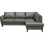 Canapé d'angle convertible en cuir italien de luxe 5 places FIGARI avec coffre, gris foncé, angle droit (vu de face)