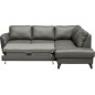 Canapé d'angle convertible en cuir italien de luxe 5 places FIGARI avec coffre, gris foncé, angle droit (vu de face)