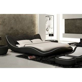 Lit en cuir italien de luxe LUXEN, noir