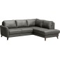 Canapé d'angle convertible en cuir italien de luxe 5 places FIGARI avec coffre, gris foncé, angle droit (vu de face)