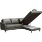 Canapé d'angle convertible en cuir italien de luxe 5 places FIGARI avec coffre, gris foncé, angle droit (vu de face)