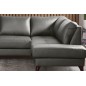 Canapé d'angle convertible en cuir italien de luxe 5 places FIGARI avec coffre, gris foncé, angle droit (vu de face)