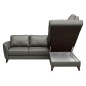 Canapé d'angle convertible en cuir italien de luxe 5 places FIGARI avec coffre, gris foncé, angle droit (vu de face)