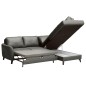 Canapé d'angle convertible en cuir italien de luxe 5 places FIGARI avec coffre, gris foncé, angle droit (vu de face)