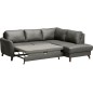 Canapé d'angle convertible en cuir italien de luxe 5 places FIGARI avec coffre, gris foncé, angle droit (vu de face)