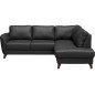 Canapé d'angle convertible en cuir italien de luxe 5 places FIGARI avec coffre, noir, angle droit (vu de face)