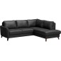 Canapé d'angle convertible en cuir italien de luxe 5 places FIGARI avec coffre, noir, angle droit (vu de face)