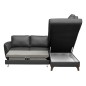 Canapé d'angle convertible en cuir italien de luxe 5 places FIGARI avec coffre, noir, angle droit (vu de face)