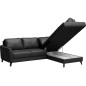 Canapé d'angle convertible en cuir italien de luxe 5 places FIGARI avec coffre, noir, angle droit (vu de face)