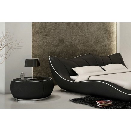 Lit en cuir italien de luxe LUXEN, noir, 180x200