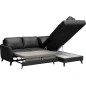 Canapé d'angle convertible en cuir italien de luxe 5 places FIGARI avec coffre, noir, angle droit (vu de face)