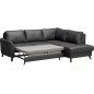 Canapé d'angle convertible en cuir italien de luxe 5 places FIGARI avec coffre, noir, angle droit (vu de face)