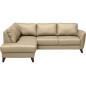 - Canapé d'angle convertible en cuir italien de luxe 5 places FIGARI avec coffre, beige, angle gauche (vu de face)