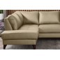 - Canapé d'angle convertible en cuir italien de luxe 5 places FIGARI avec coffre, beige, angle gauche (vu de face)