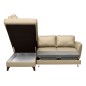 - Canapé d'angle convertible en cuir italien de luxe 5 places FIGARI avec coffre, beige, angle gauche (vu de face)