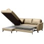 - Canapé d'angle convertible en cuir italien de luxe 5 places FIGARI avec coffre, beige, angle gauche (vu de face)